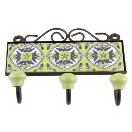 Lime Green Ceramic Flower Tiles Hook Online